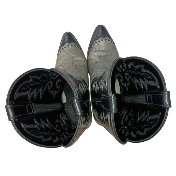 Laredo Western Boot Mens Size 10D Black Gray Pointed Toe Lizard Print Wingtip - Picture 10 of 10